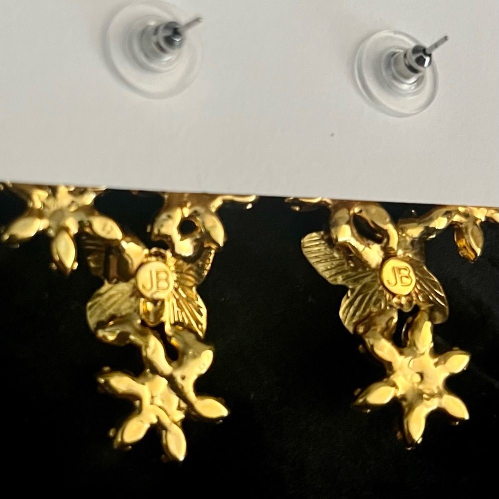 NWT Jennifer Behr Butterfly Crystal Gold Earrings - Picture 7 of 7